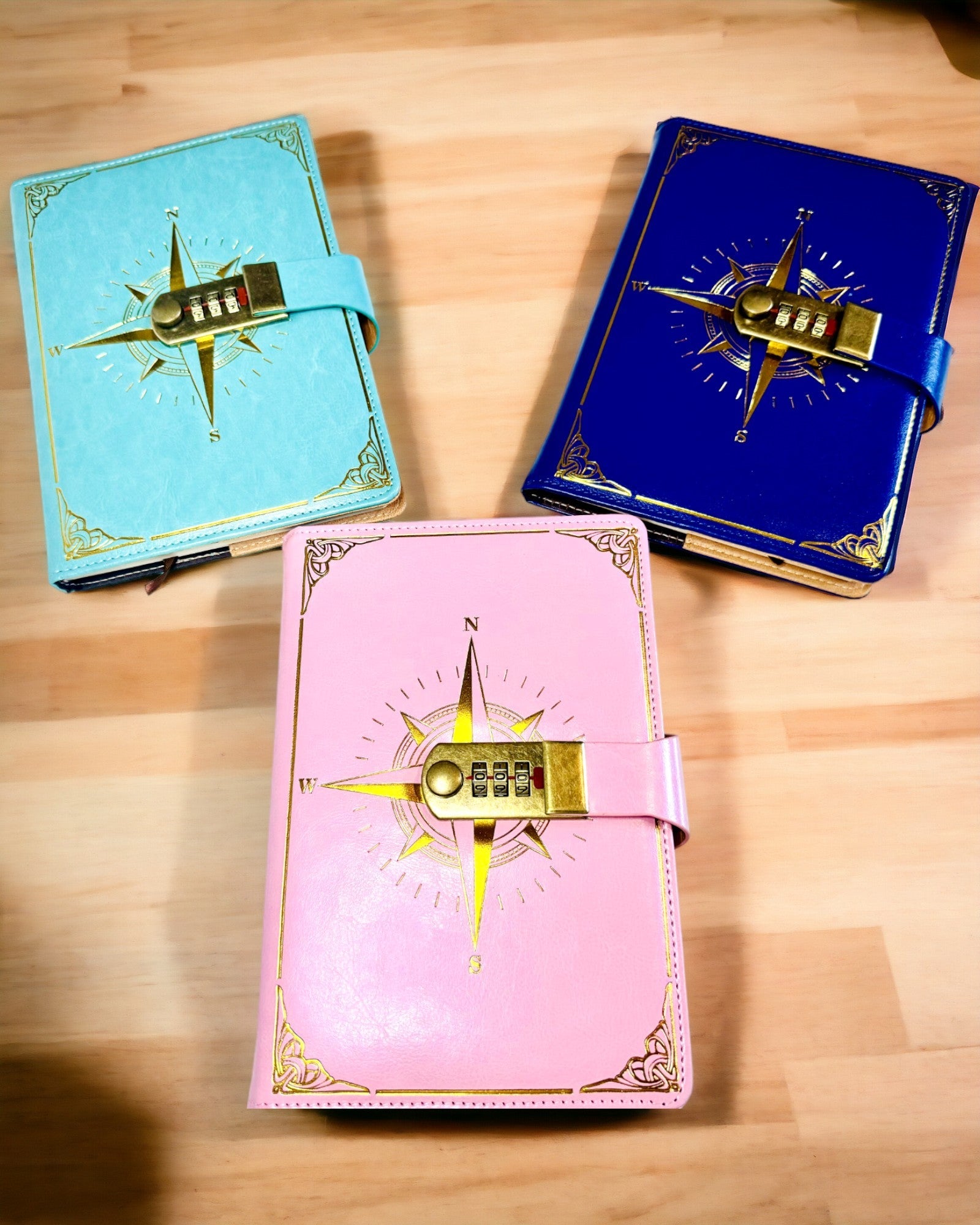 Notizbuch Premium mit Zahlenschloss A5 - Vintage-Stil mit Kompass, Japanisches Design, Schreibwaren für Studenten und Geschäft. Personalisierung mit Gravur