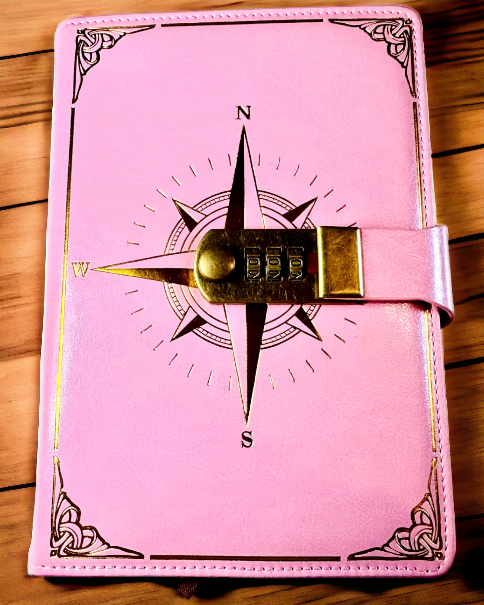 Notizbuch Premium mit Zahlenschloss A5 - Vintage-Stil mit Kompass, Japanisches Design, Schreibwaren für Studenten und Geschäft. Personalisierung mit Gravur