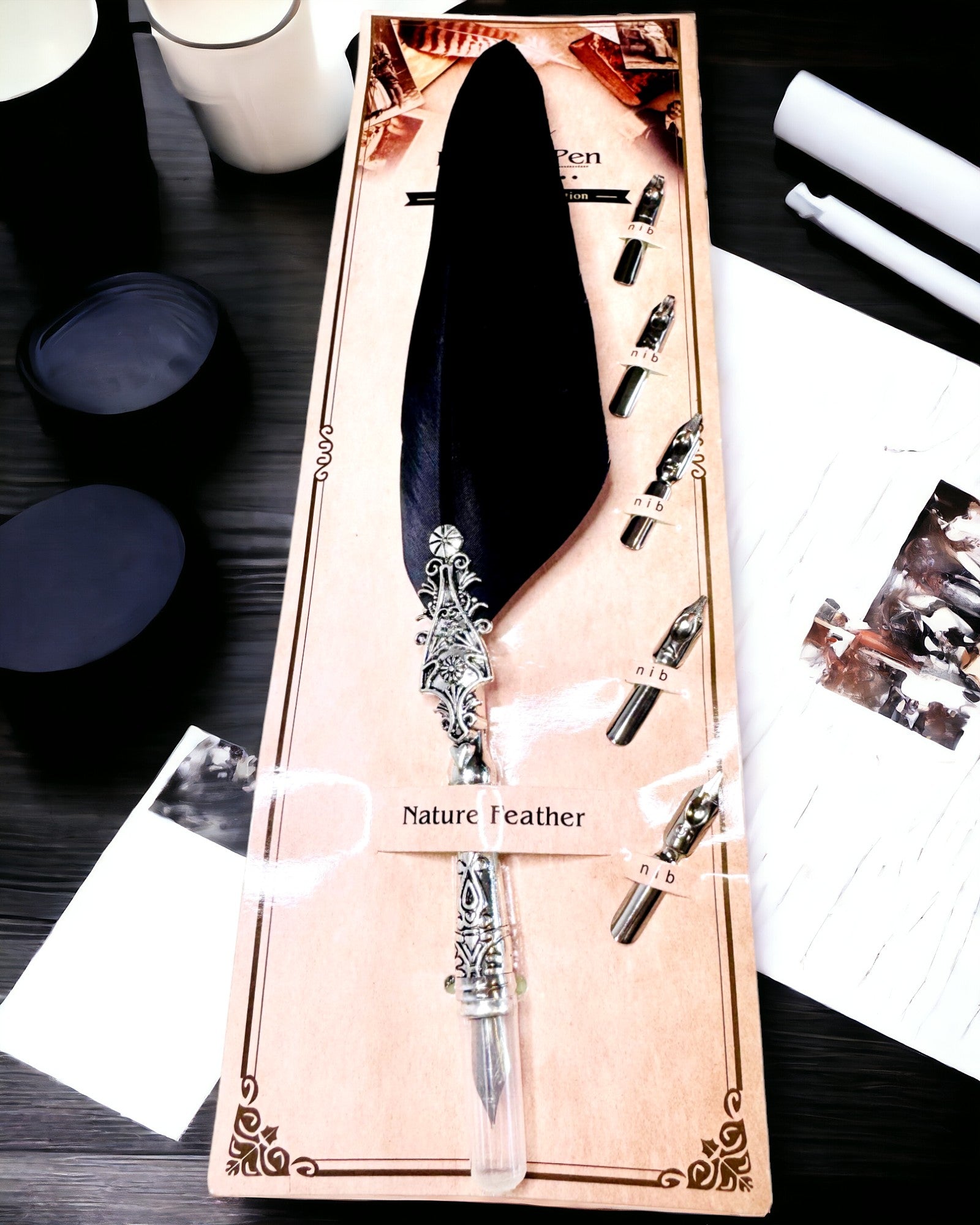 Vintage-Kalligrafiefeder mit natürlicher Gänsefeder – Ideales Geschenk zum Muttertag oder für Lehrer. Gravur
