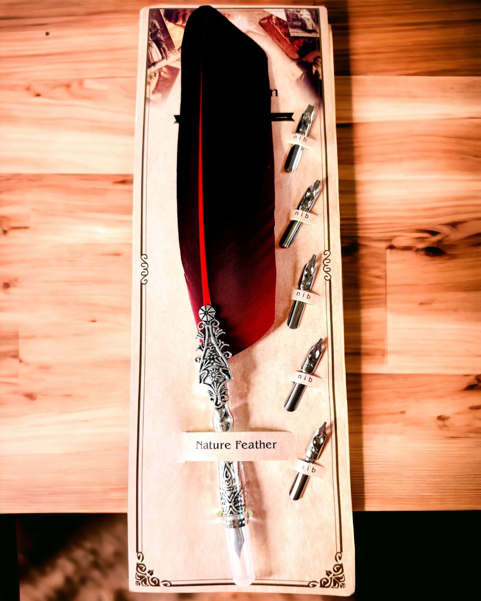Vintage-Kalligrafiefeder mit natürlicher Gänsefeder – Ideales Geschenk zum Muttertag oder für Lehrer. Gravur