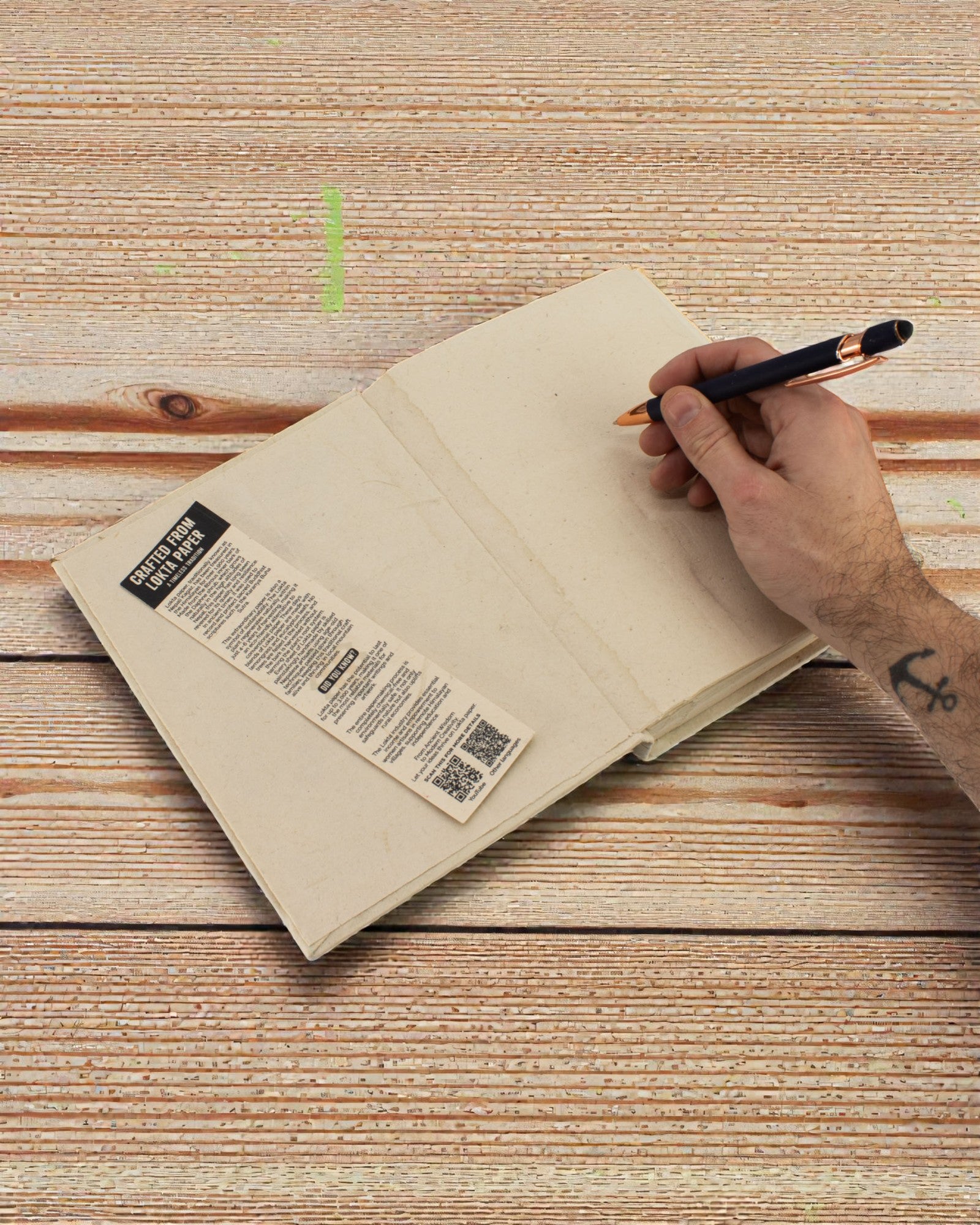 Lokta Traditionsschrift – großes Notizbuch 21 × 15 cm, 45 Blatt, Deine Worte in der Tradition verwurzelt