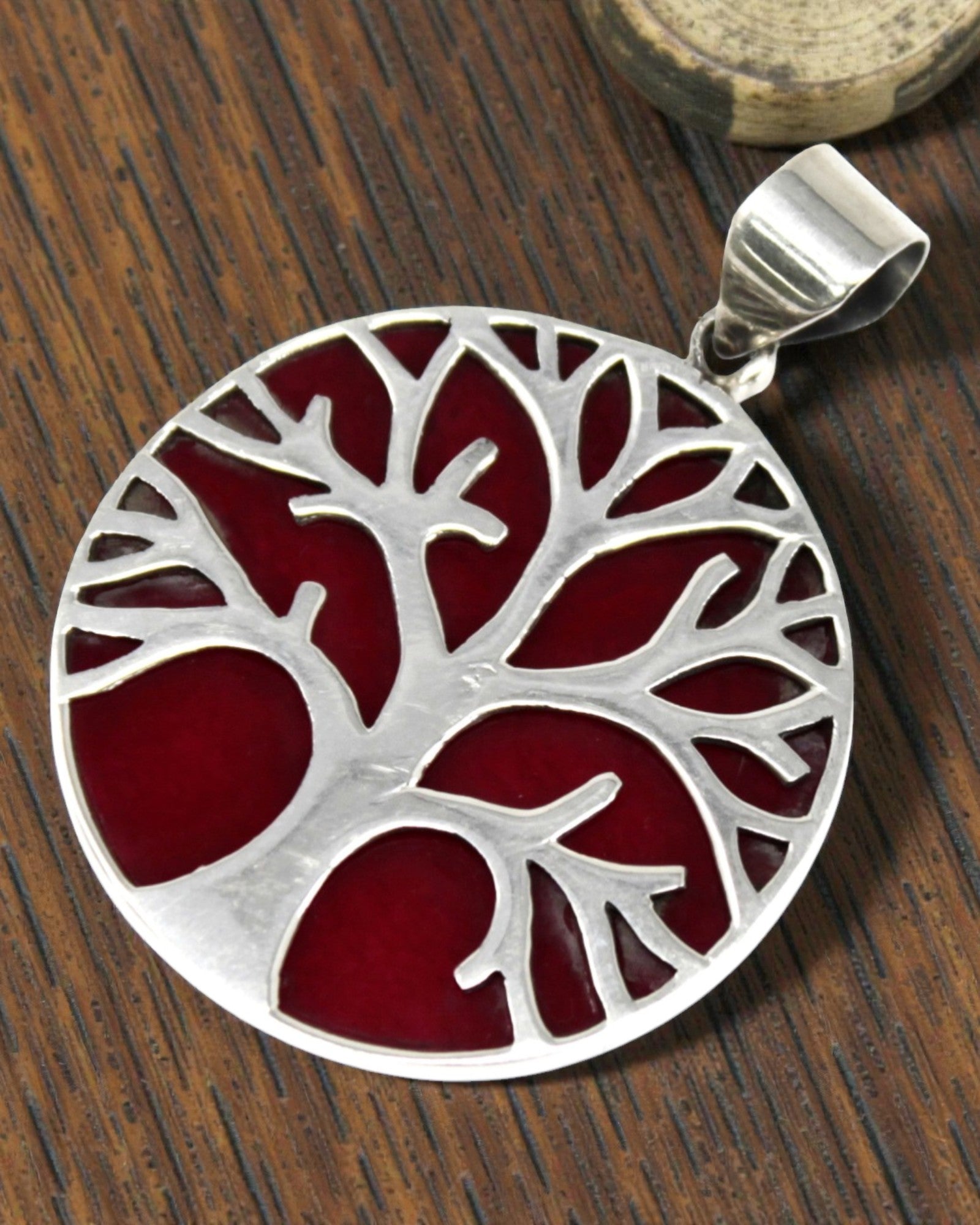 Silberner Anhänger Baum des Lebens 30 mm – Coral Spirit