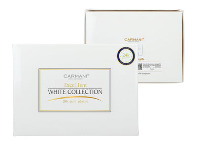 Set mit 6 mit 24K Gold beschichteten Löffelchen Weiße Ösen CARMANI mit Möglichkeit zur Personalisierung durch Gravur - elegantes Geschenk für jeden Anlass, Maße 13 cm