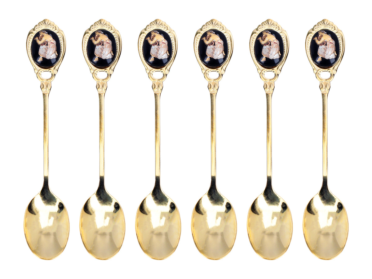 Set aus 6 mit 24K Gold beschichteten Löffelchen mit griechischem Motiv