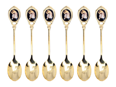 Set aus 6 mit 24K Gold beschichteten Löffelchen mit griechischem Motiv