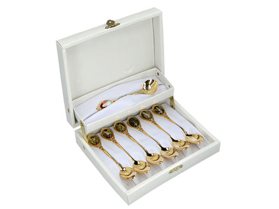 Set mit 6 mit 24K Gold beschichteten Löffelchen mit 1 Zuckerlöffel