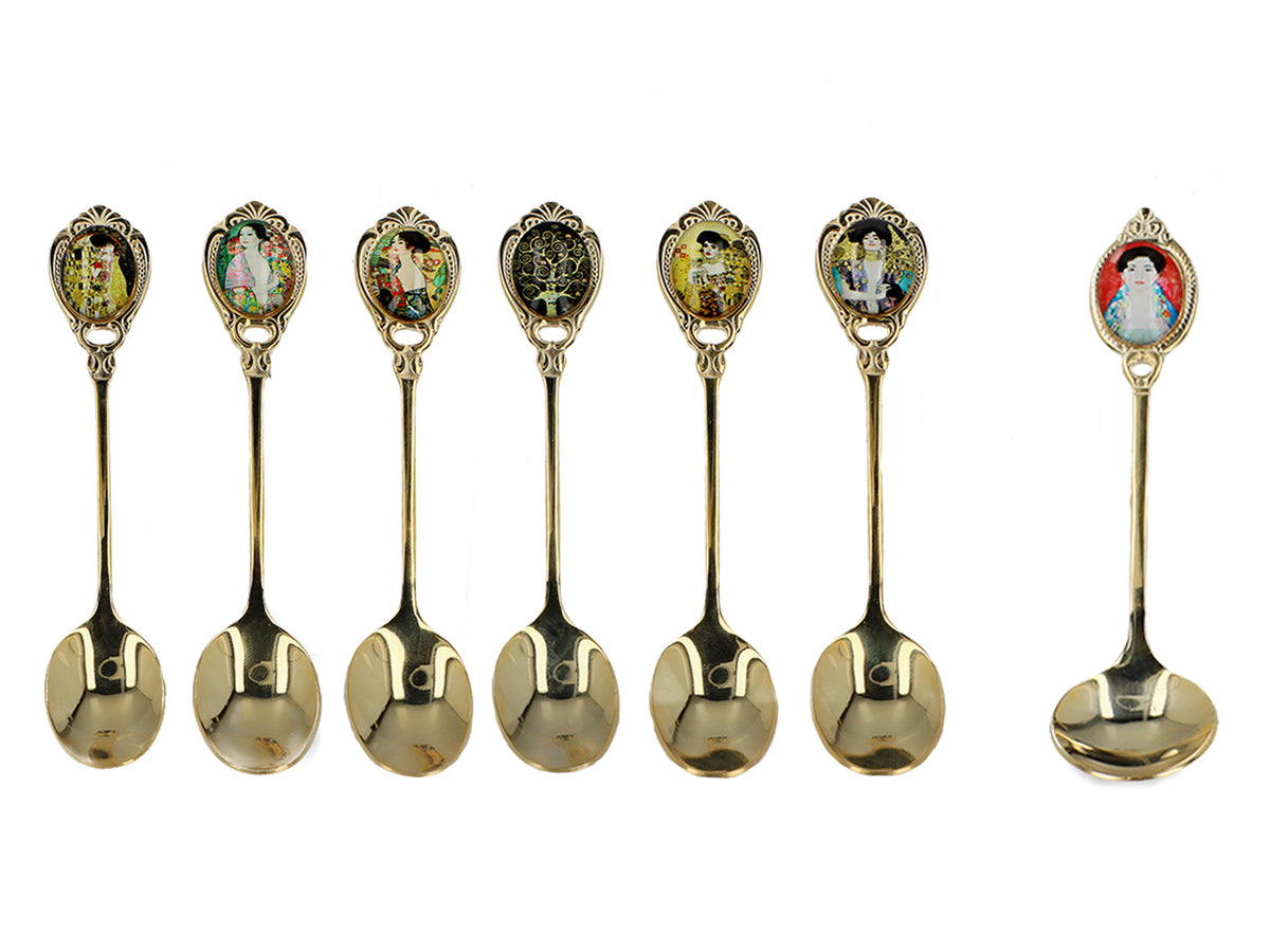Set mit 6 mit 24K Gold beschichteten Löffelchen mit 1 Zuckerlöffel