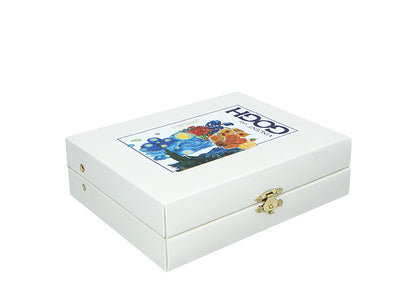 Set aus 6 mit 24K Gold beschichteten Löffelchen mit 1 Zuckerlöffel - V. van Gogh, Mix, Möglichkeit zur Personalisierung durch Gravur, elegante Geschenkverpackung, Maße 13 cm