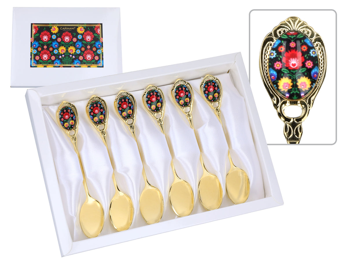 Mit 24K Gold beschichtete Löffelchen Kujawskie, schwarz