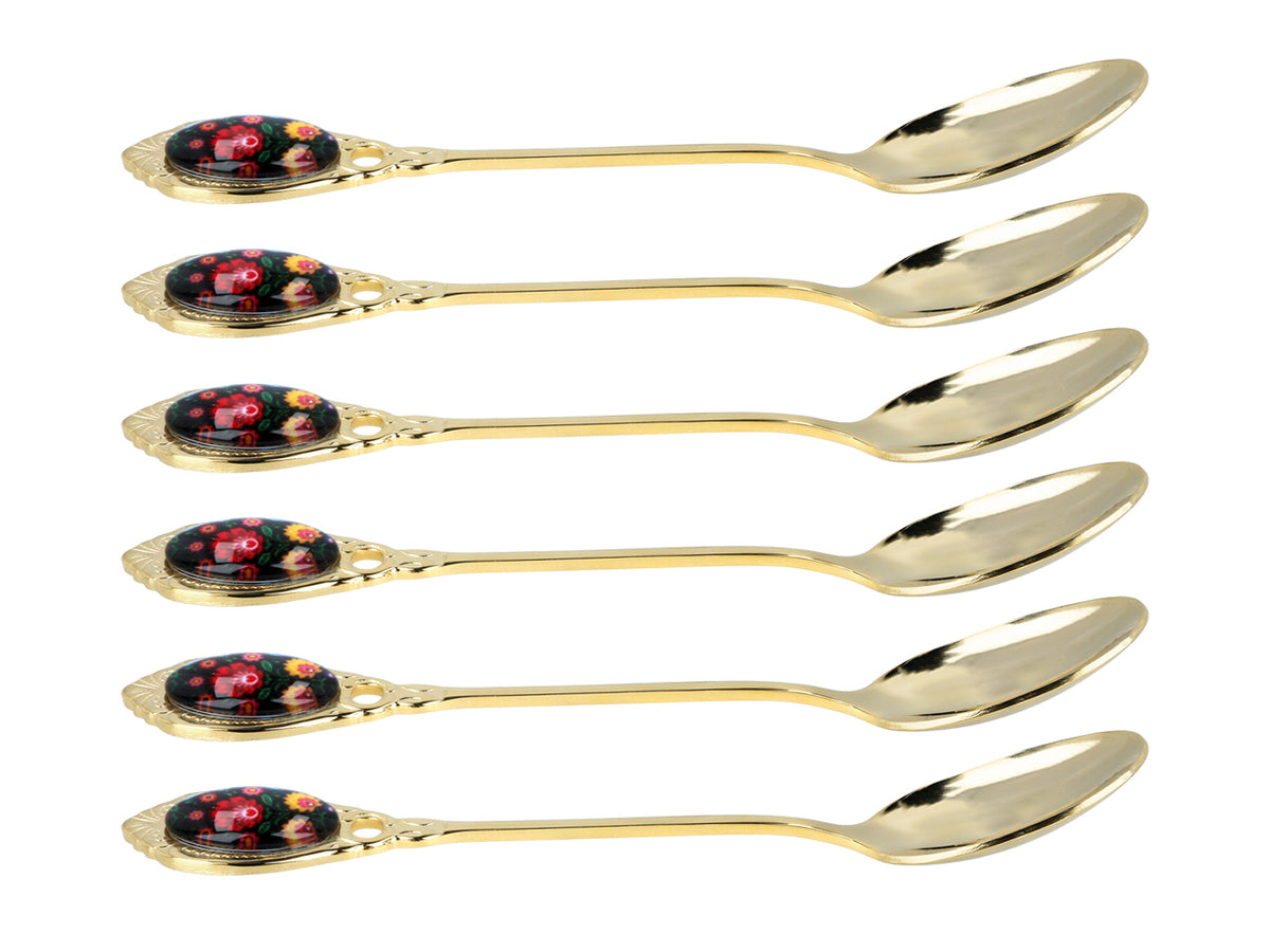 Mit 24K Gold beschichtete Löffelchen Kujawskie, schwarz