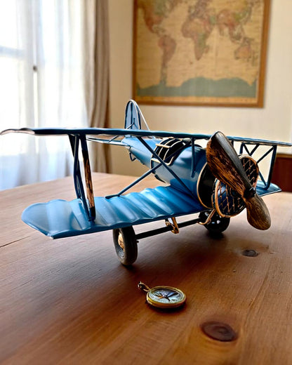 Metallmodellflugzeug Blue Baron – retro, als Geschenk, mit Gravuroption