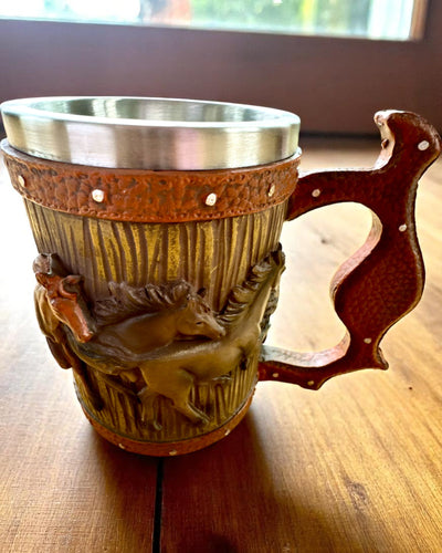 Tasse mit Pferdemotiv, 330 ml, Möglichkeit zur Personalisierung mit Gravur als Geschenk