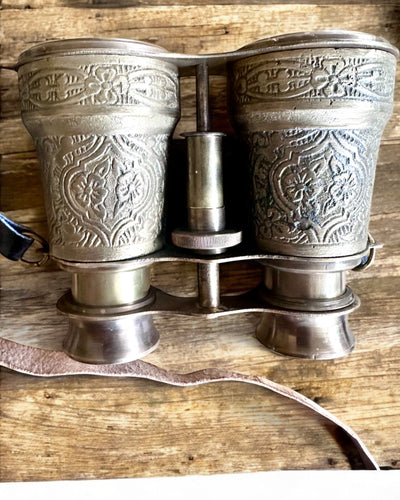 Fernglas mit Ledertasche Victorian's Eye, 11 cm Messing, Handverziert, Personalisierung mit Gravur als Geschenk