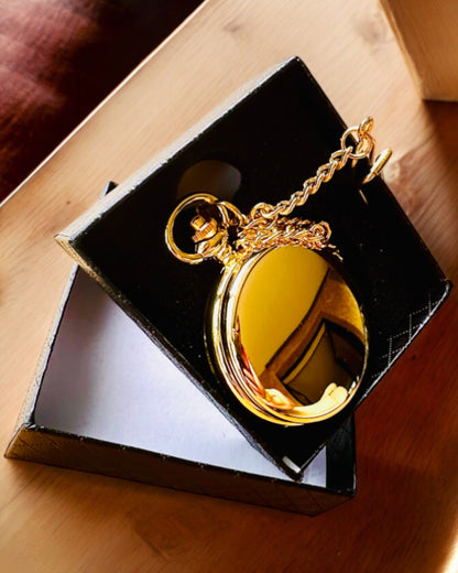Grand Elegance Taschenuhr mit Doppeldeckel, Manuell, Goldfarben, mit Gravur als Geschenk