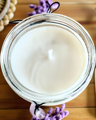 Intentionale Sojakerze Amethyst – Ruhe, Harmonie und Reinigung, 250 ml, Personalisierung als Geschenk möglich