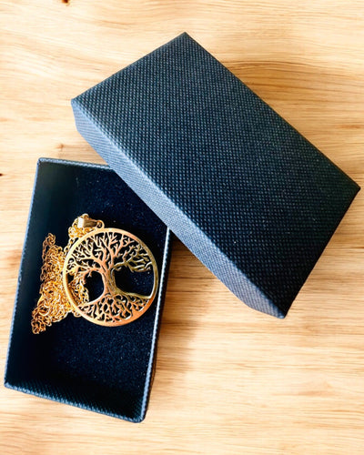 Halskette "Baum des Lebens" aus Edelstahl - Personalisierung mit Gravur, 2 Farbvarianten