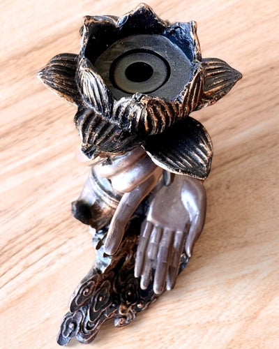 Mystische Hand, Räuchergefäß, Halter für Räucherstäbchen mit Rückfluss, Möglichkeit zur Personalisierung mit Gravur als Geschenk