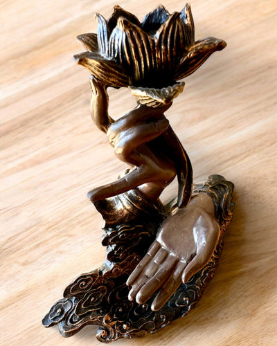 Mystische Hand, Räuchergefäß, Halter für Räucherstäbchen mit Rückfluss, Möglichkeit zur Personalisierung mit Gravur als Geschenk