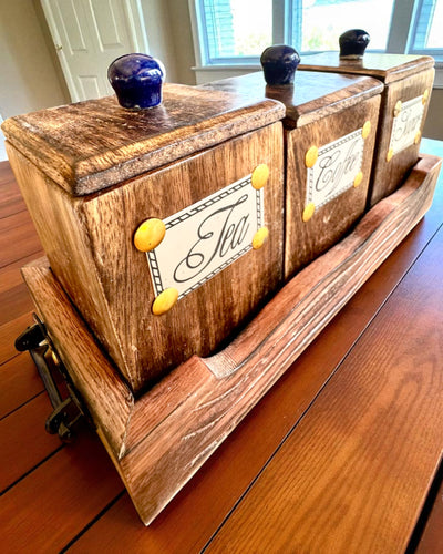 Set Royal Trio – Tee, Kaffee, Zucker aus Shisham-Holz, handgefertigt, mit Gravuroption als Geschenk