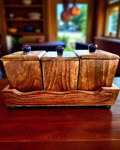 Set Royal Trio – Tee, Kaffee, Zucker aus Shisham-Holz, handgefertigt, mit Gravuroption als Geschenk