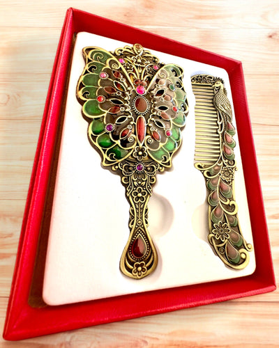 Spiegelset "Schmetterling Eleganz" mit Kamm
