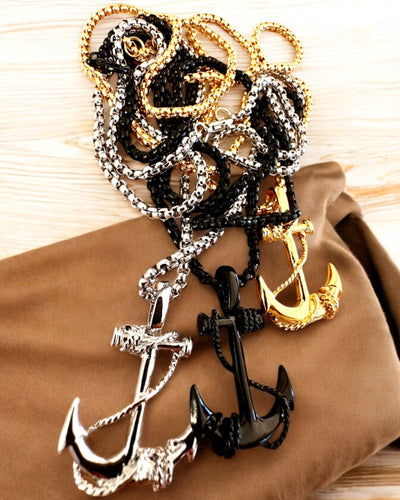 Anker der Entschlossenheit, maritimer Amulett, Halskette, Personalisierung mit Gravur als Geschenk möglich, 3 Varianten zur Auswahl