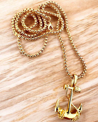 Anker der Entschlossenheit, maritimer Amulett, Halskette, Personalisierung mit Gravur als Geschenk möglich, 3 Varianten zur Auswahl