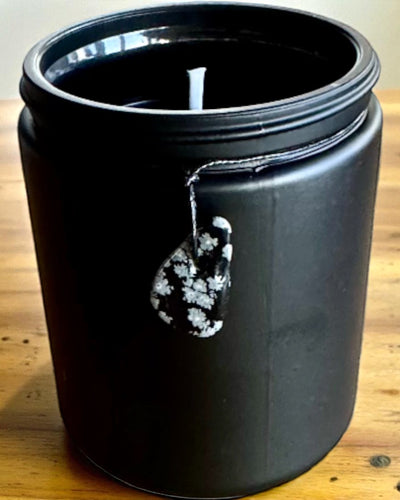 Intentionale Sojakerze Obsidian – Selbstbewusstsein und innere Stärke, 250 ml, personalisierbar als Geschenk