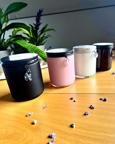 Intentionale Sojakerze Rosenquarz – Liebe, Harmonie und Herzensfrieden, 250 ml, personalisierbar als Geschenk