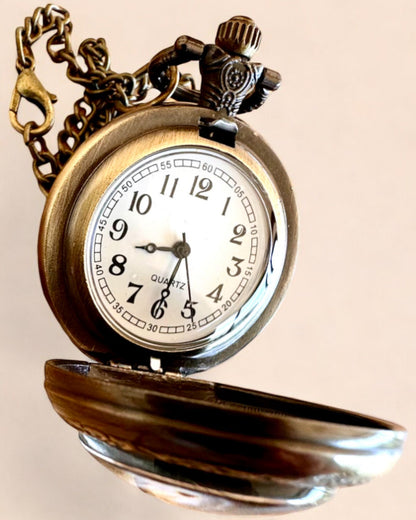 Taschenuhr Unicorn Elegance mit Kette, Einhorn-Motiv, kostenlose Gravur auf Bestellung