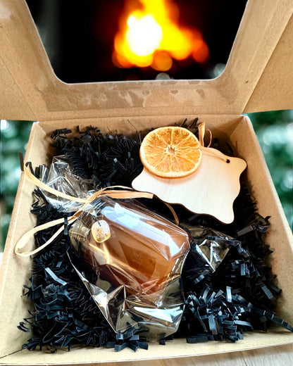 Intentionale Sojakerze 250 ml mit Naturstein – wählen Sie Ihre Energie: Citrin oder Granat, Personalisierung mit Gravur als Geschenk