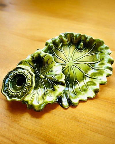 Eleganter Metallhalter für Räucherstäbchen Lotusblatt - 4 Varianten zur Auswahl, Möglichkeit der Personalisierung mit Gravur als Geschenk