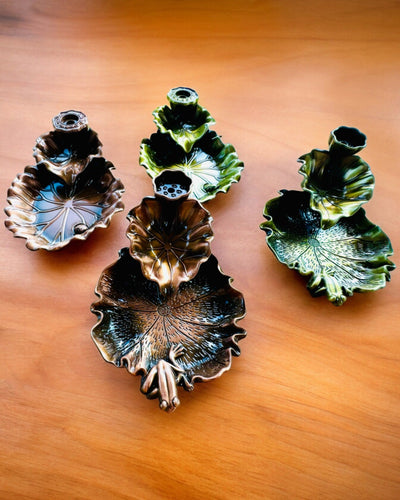 Eleganter Metallhalter für Räucherstäbchen Lotusblatt - 4 Varianten zur Auswahl, Möglichkeit der Personalisierung mit Gravur als Geschenk