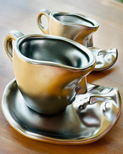 Elegante Keramiktassen „Maska“ – Set mit 2 Stück - Möglichkeit zur Personalisierung mit Gravur als Geschenk