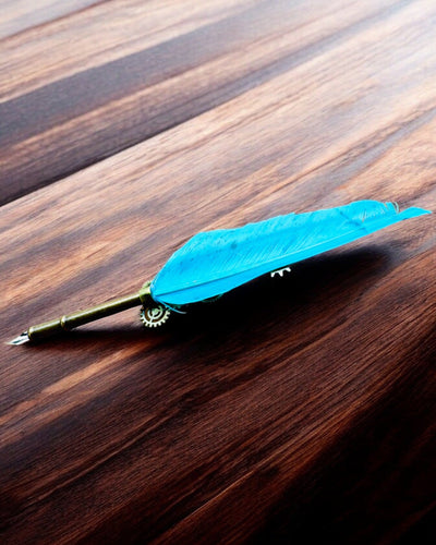 Kalligrafiefeder "Steampunk Eleganz" mit Truthahnfeder - Handgefertigt, 5 Varianten zur Auswahl, Personalisierung mit Gravur als Geschenk