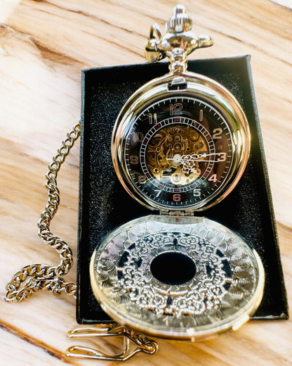 Taschenuhr "Eterna Eleganz", personalisiertes Geschenk, Gravur. Farbe Silber