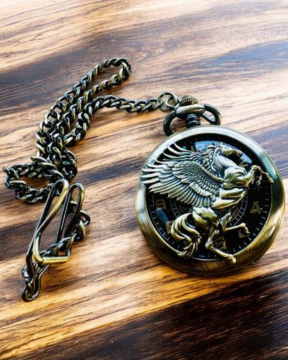 Taschenuhr "Equus Tempus" - Farbe: Kupfer, mit Pferdemotiv, Personalisierung mit Gravur möglich