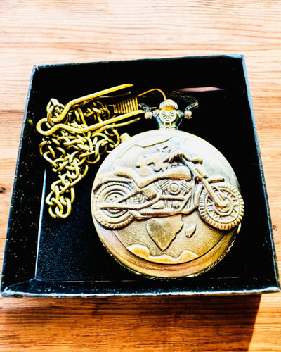 Taschenuhr "Motorrad-Elegant 2" – Gravur als Geschenk, 3 Farbvarianten