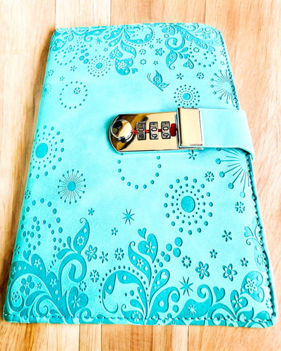 Exklusives Notizbuch, PU-Leder, A5 mit Zahlenschloss - "Secret Journal", Personalisierung mit Gravur