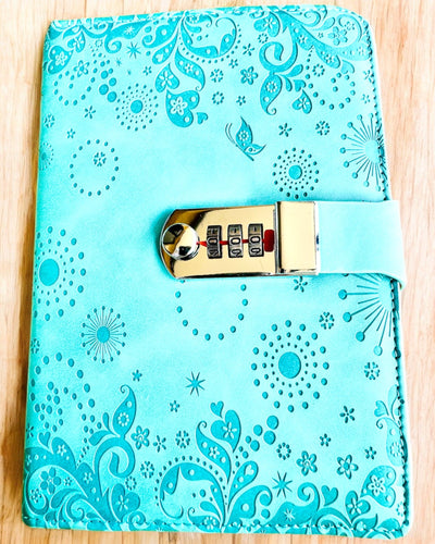 Exklusives Notizbuch, PU-Leder, A5 mit Zahlenschloss - "Secret Journal", Personalisierung mit Gravur