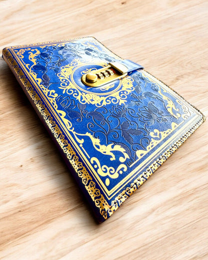 Exklusives Leder-Notizbuch "Sekretnik" A5 mit Zahlenschloss - Personalisierung mit Gravur