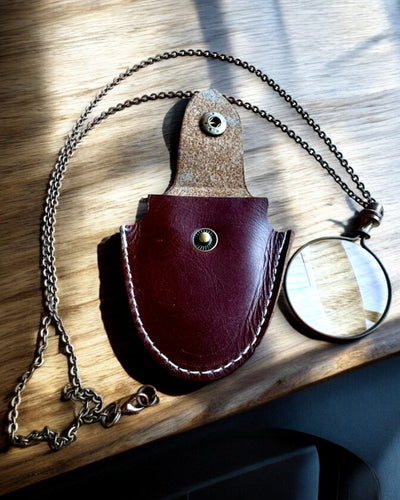 Vintage Look - Vergrößerungsglas mit Glaslinse und Lederetui, personalisierbar mit Gravur