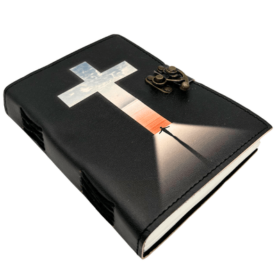 Ledernotizbuch religiöses Kreuz - 200 Seiten - AH15