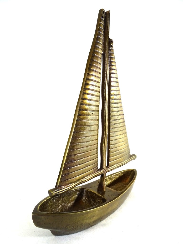Modell einer Yacht Goldenes Aluminium Höhe 38cm - N-3670