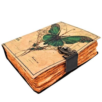 Retro-Ledernotizbuch Schmetterling - Ziegenleder 200 Seiten - AH20