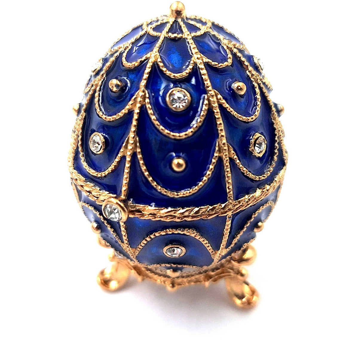Exklusive kleine Metallschatulle mit Kristallen - Fabergé-Ei - B0748-17 BL