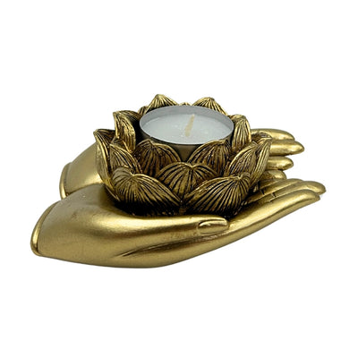Goldener Glamour-Teelichthalter – Hand – 311FJZ
