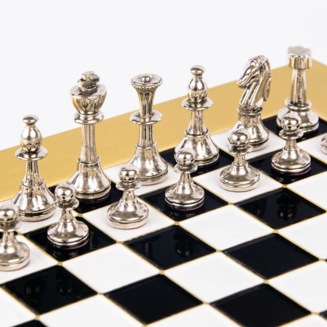 Exklusives Messing-Schachspiel 28x28cm - Staunton - S32BLA