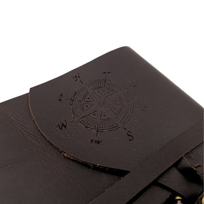 Retro-Leder-Notizbuch Windrose, 200 Seiten - Geschenk für einen Segler - AH03