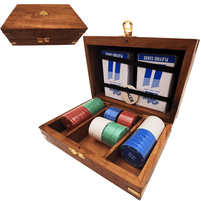 Elegantes Pokerset in Holzbox – 100 Jetons - DNU-102